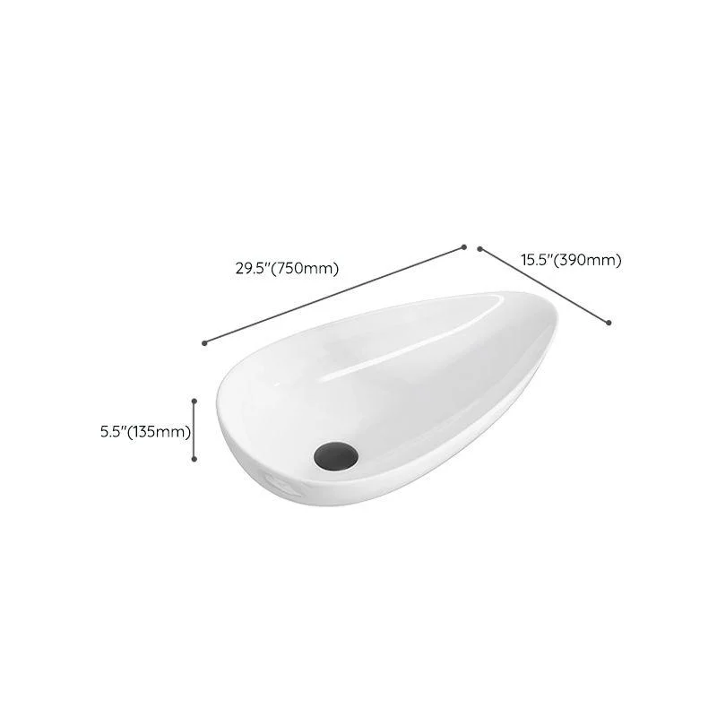 Modern Bathroom Sink with Single Tap Hole Porcelain Oval-Shape Vessel Bathroom Sink -Bathlova