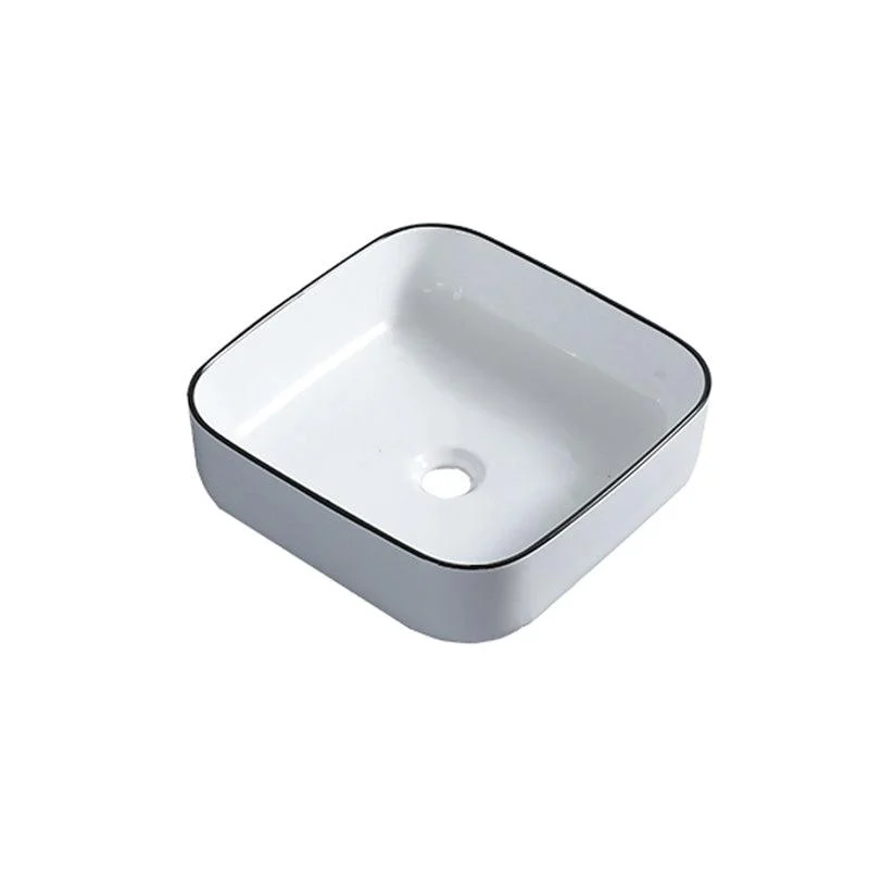 Modern Bathroom Sink with Single Tap Hole Porcelain Rectangular Vessel Bathroom Sink -Bathlova