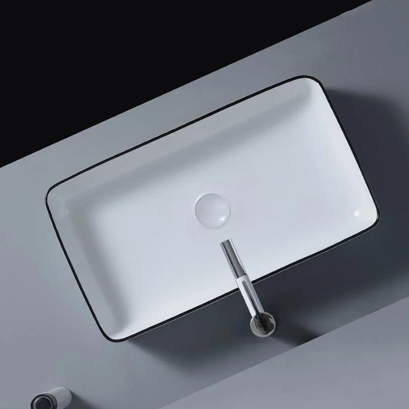 Modern Bathroom Sink with Single Tap Hole Porcelain Rectangular Vessel Bathroom Sink -Bathlova