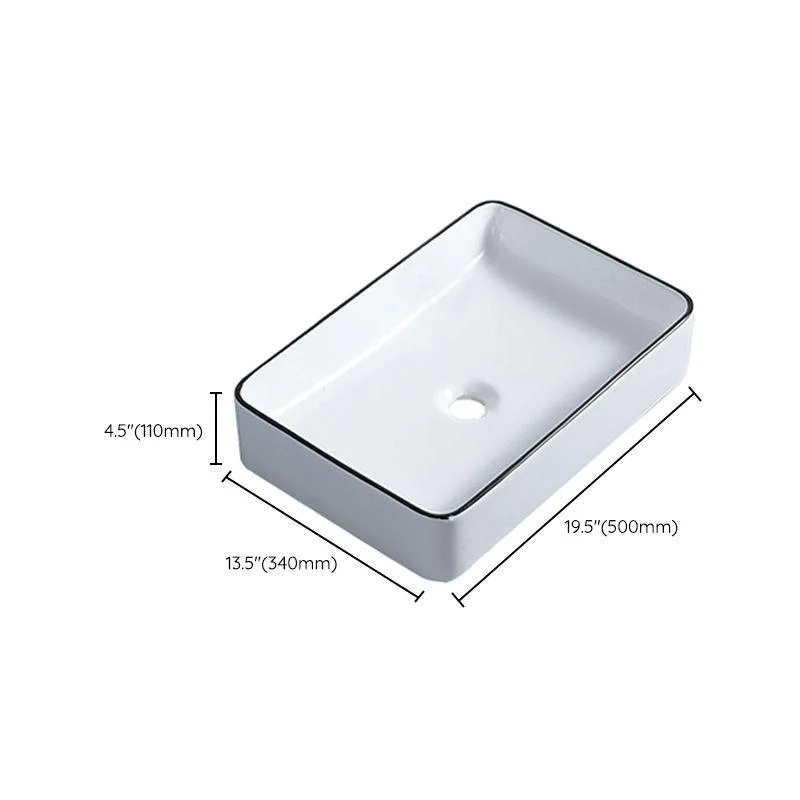 Modern Bathroom Sink with Single Tap Hole Porcelain Rectangular Vessel Bathroom Sink -Bathlova