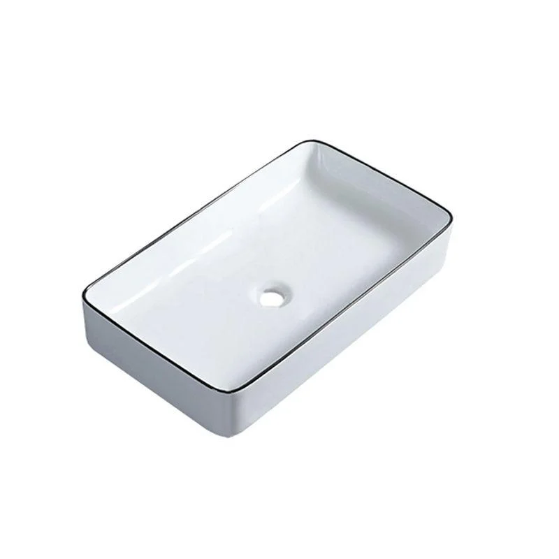 Modern Bathroom Sink with Single Tap Hole Porcelain Rectangular Vessel Bathroom Sink -Bathlova