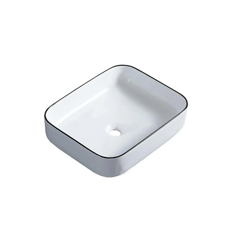 Modern Bathroom Sink with Single Tap Hole Porcelain Rectangular Vessel Bathroom Sink -Bathlova