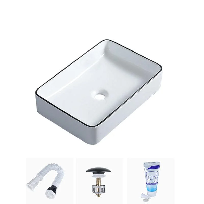 Modern Bathroom Sink with Single Tap Hole Porcelain Rectangular Vessel Bathroom Sink -Bathlova