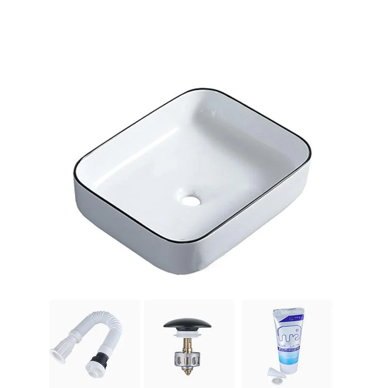 Modern Bathroom Sink with Single Tap Hole Porcelain Rectangular Vessel Bathroom Sink -Bathlova