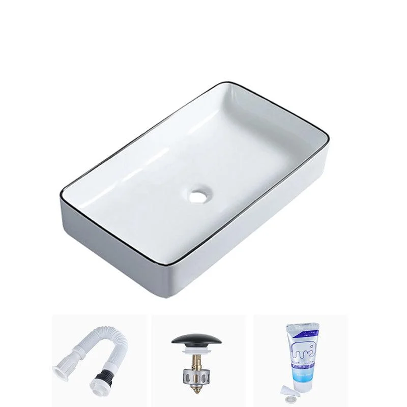 Modern Bathroom Sink with Single Tap Hole Porcelain Rectangular Vessel Bathroom Sink -Bathlova