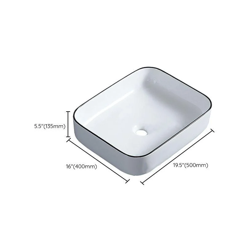 Modern Bathroom Sink with Single Tap Hole Porcelain Rectangular Vessel Bathroom Sink -Bathlova