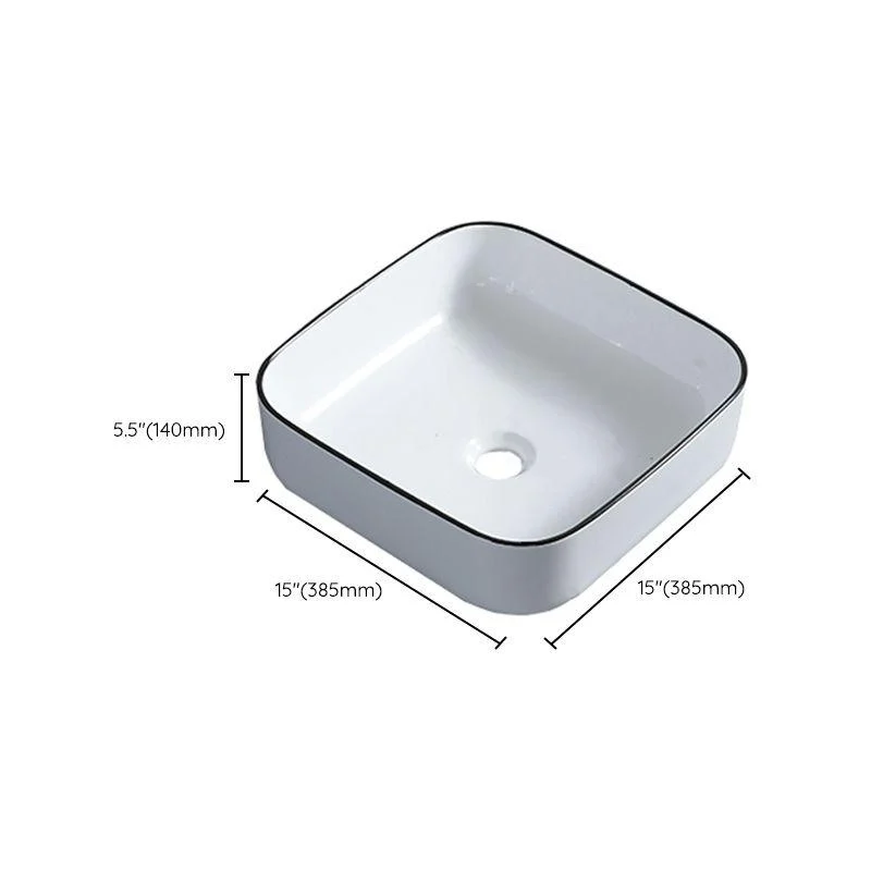 Modern Bathroom Sink with Single Tap Hole Porcelain Rectangular Vessel Bathroom Sink -Bathlova