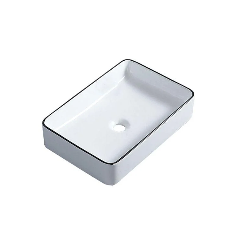 Modern Bathroom Sink with Single Tap Hole Porcelain Rectangular Vessel Bathroom Sink -Bathlova