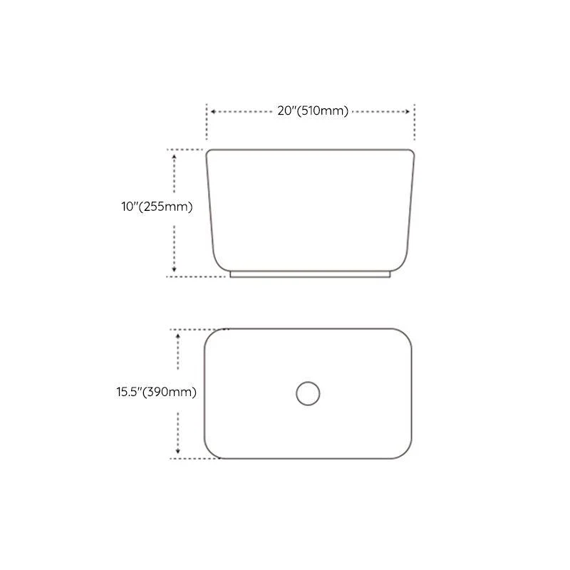 Modern Bathroom Sink with Single Tap Hole Porcelain Rectangular Vessel Lavatory Sink -Bathlova