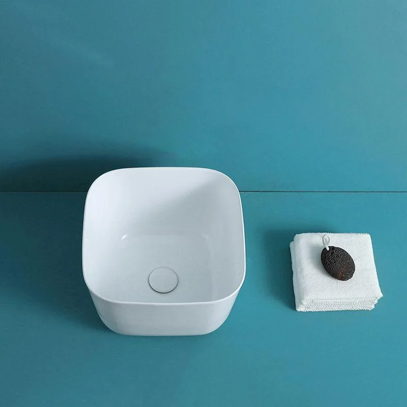 Modern Bathroom Sink with Single Tap Hole Porcelain Rectangular Vessel Lavatory Sink -Bathlova