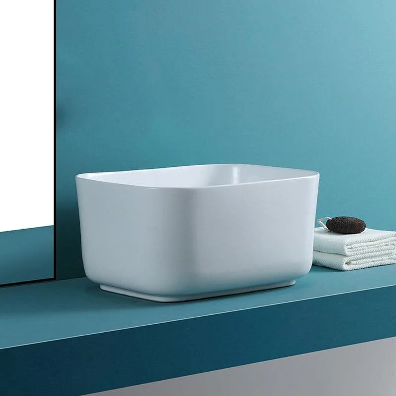 Modern Bathroom Sink with Single Tap Hole Porcelain Rectangular Vessel Lavatory Sink -Bathlova