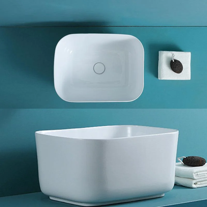 Modern Bathroom Sink with Single Tap Hole Porcelain Rectangular Vessel Lavatory Sink -Bathlova