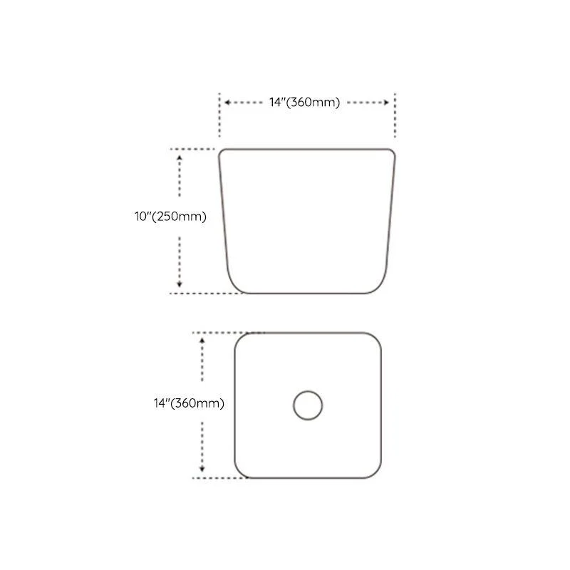 Modern Bathroom Sink with Single Tap Hole Porcelain Rectangular Vessel Lavatory Sink -Bathlova