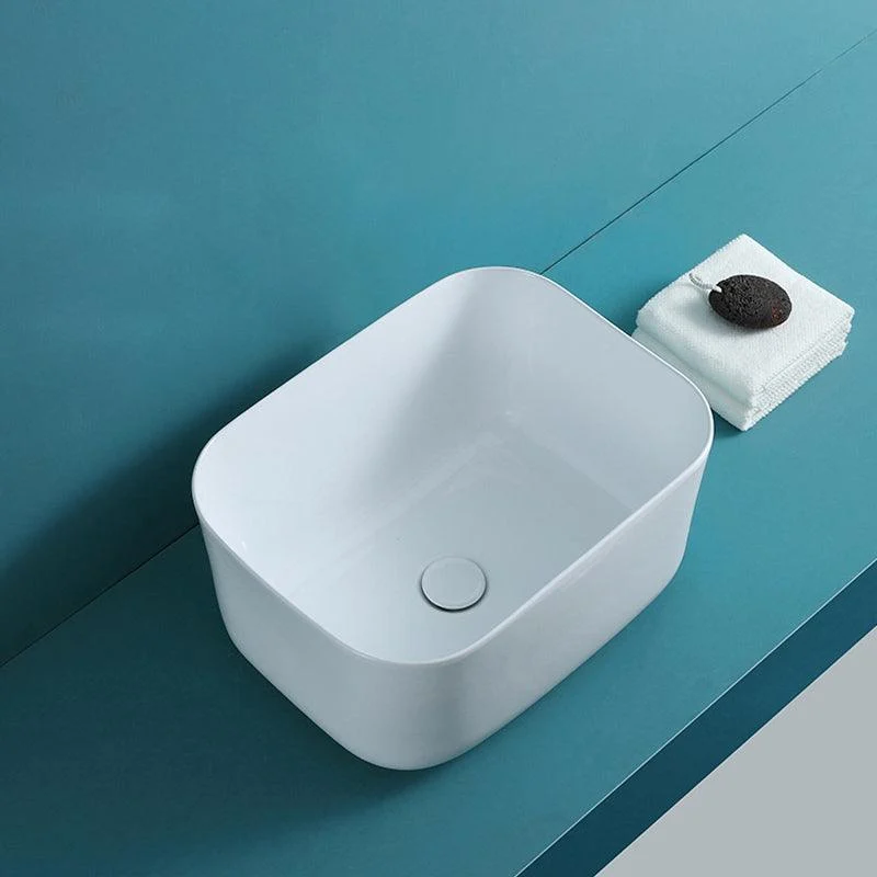 Modern Bathroom Sink with Single Tap Hole Porcelain Rectangular Vessel Lavatory Sink -Bathlova