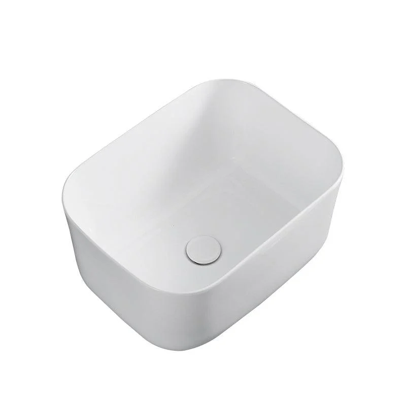 Modern Bathroom Sink with Single Tap Hole Porcelain Rectangular Vessel Lavatory Sink -Bathlova