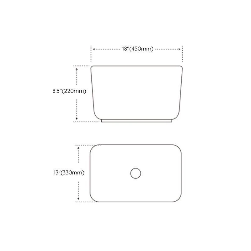 Modern Bathroom Sink with Single Tap Hole Porcelain Rectangular Vessel Lavatory Sink -Bathlova