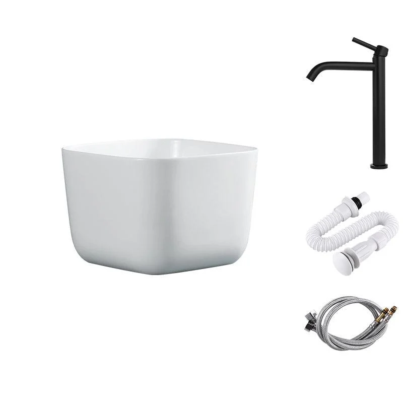 Modern Bathroom Sink with Single Tap Hole Porcelain Rectangular Vessel Lavatory Sink -Bathlova