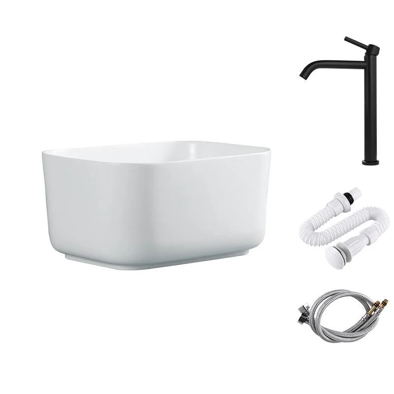 Modern Bathroom Sink with Single Tap Hole Porcelain Rectangular Vessel Lavatory Sink -Bathlova