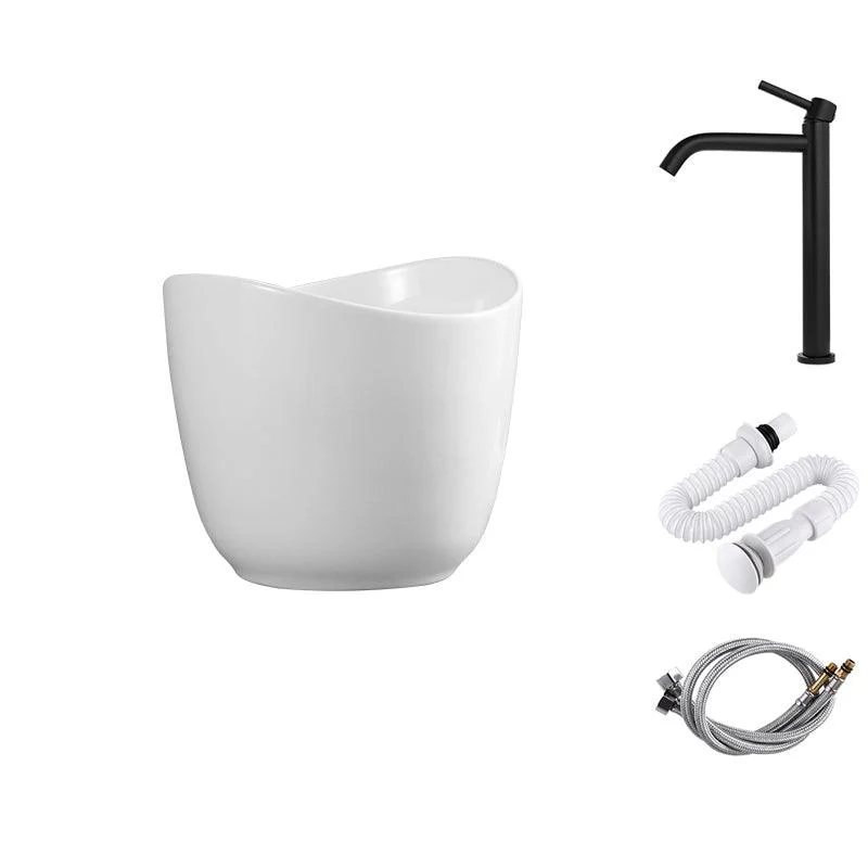 Modern Bathroom Sink with Single Tap Hole Porcelain Rectangular Vessel Lavatory Sink -Bathlova