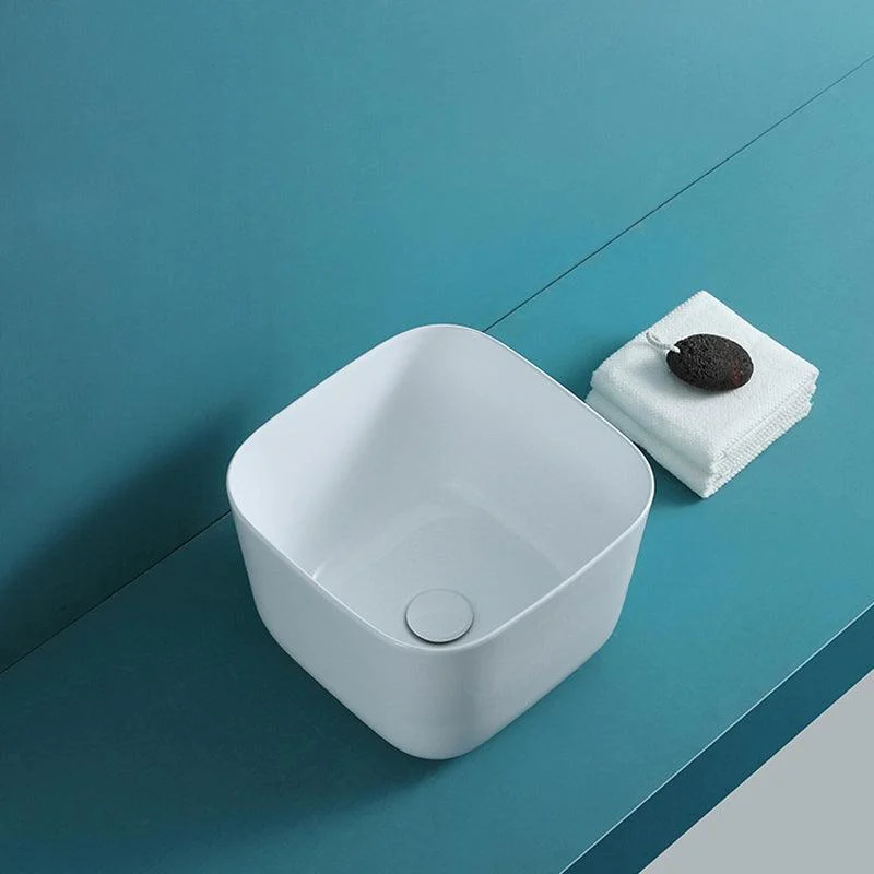 Modern Bathroom Sink with Single Tap Hole Porcelain Rectangular Vessel Lavatory Sink -Bathlova