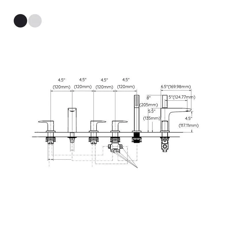 Modern Bathroom Tap Black and White Copper Deck Mounted Tub Tap -Bathlova