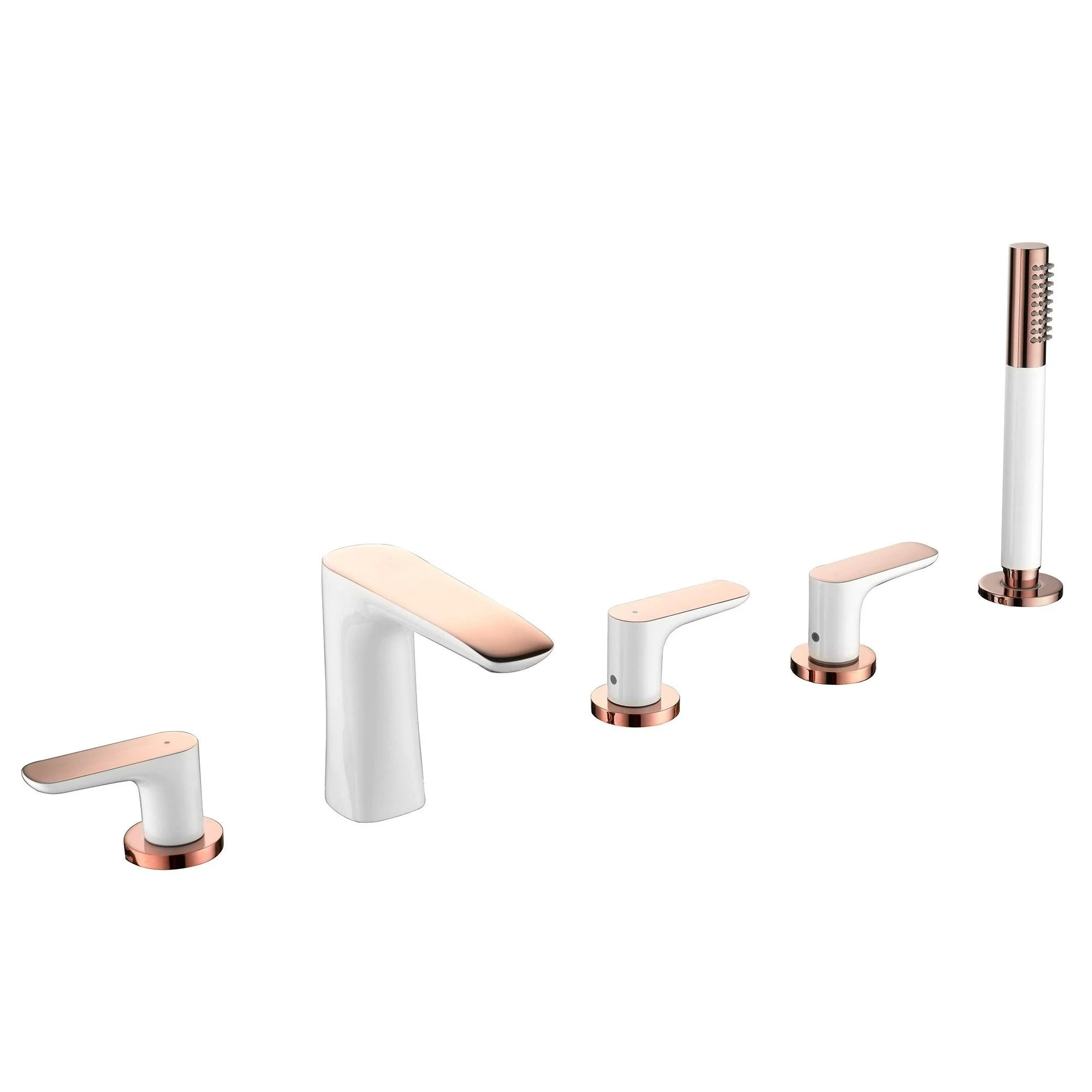 Modern Bathroom Tap Black and White Copper Deck Mounted Tub Tap -Bathlova