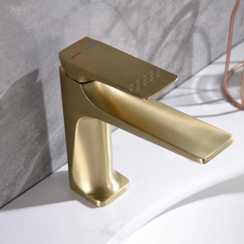 Modern Bathroom Tap Brass Low Arc Lever Handles with Water Hose Sink Tap -Bathlova