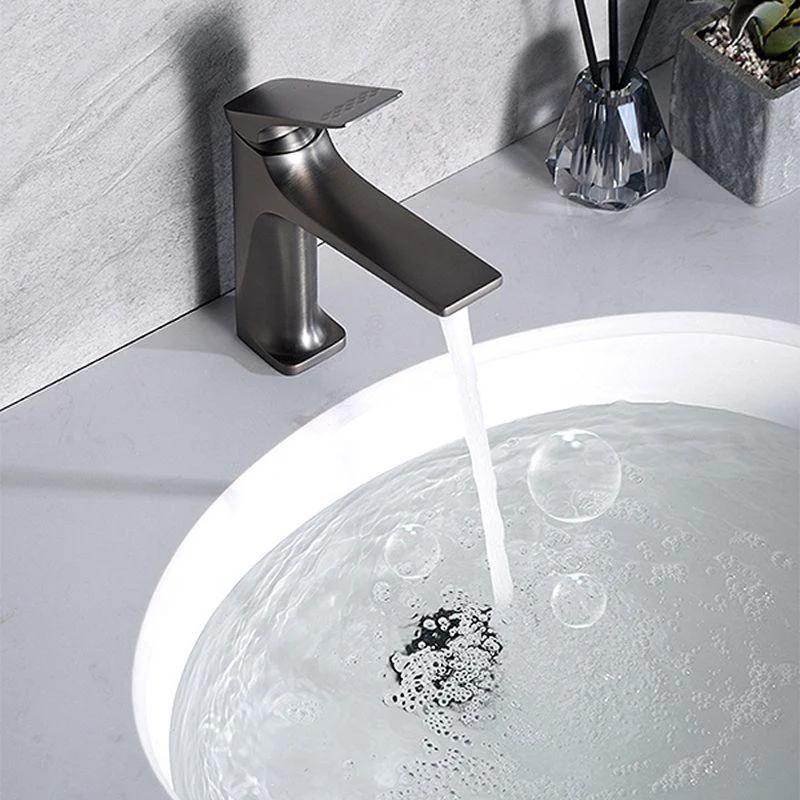 Modern Bathroom Tap Brass Low Arc Lever Handles with Water Hose Sink Tap -Bathlova