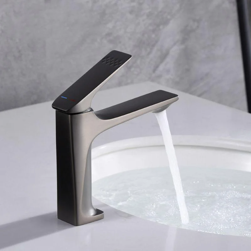 Modern Bathroom Tap Brass Low Arc Lever Handles with Water Hose Sink Tap -Bathlova