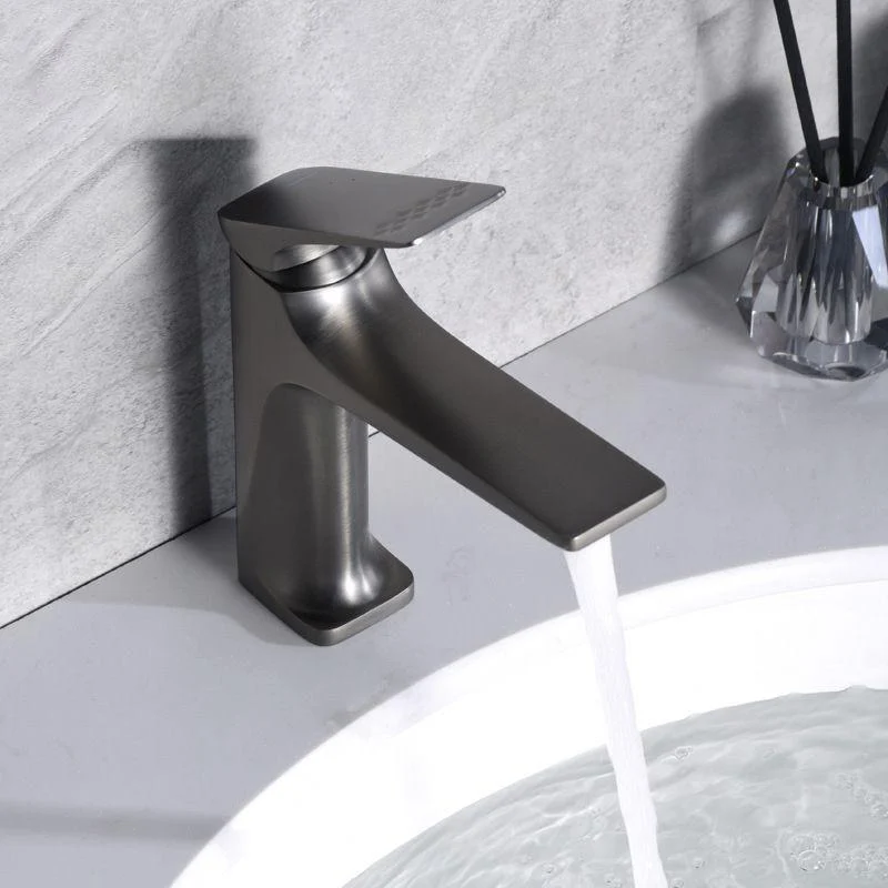 Modern Bathroom Tap Brass Low Arc Lever Handles with Water Hose Sink Tap -Bathlova