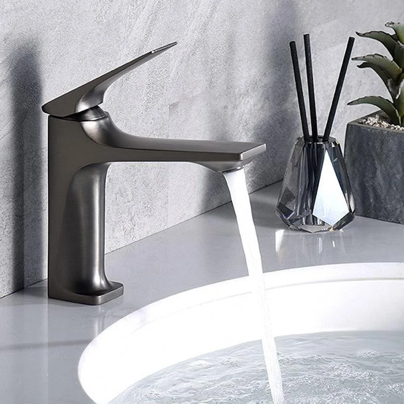 Modern Bathroom Tap Brass Low Arc Lever Handles with Water Hose Sink Tap -Bathlova