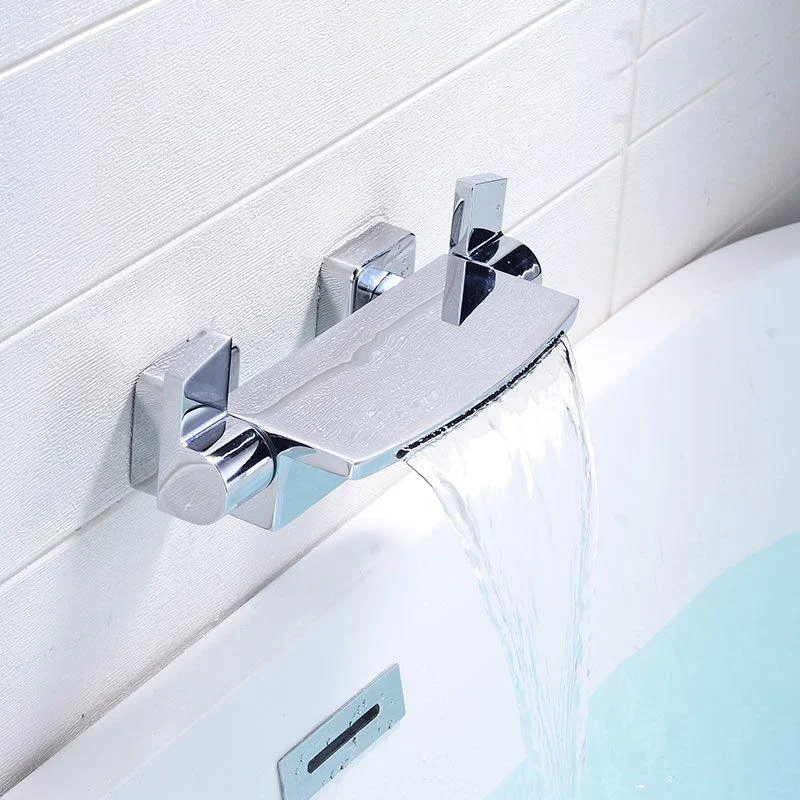 Modern Bathroom Tap Copper Wall Mount Waterfall with Handheld Shower Tub Spouts -Bathlova