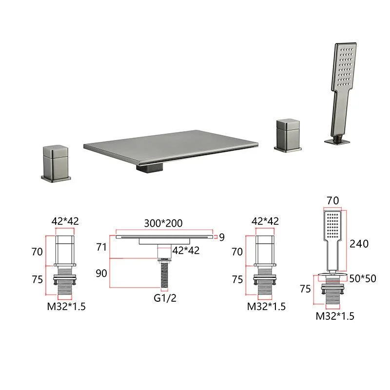 Modern Bathroom Tap Copper Wall Mounted Waterfall Bathtub Tap -Bathlova