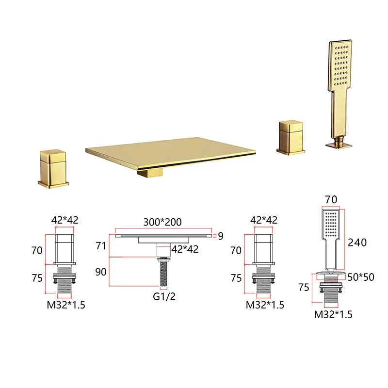 Modern Bathroom Tap Copper Wall Mounted Waterfall Bathtub Tap -Bathlova