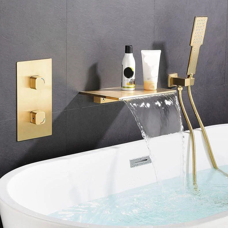 Modern Bathroom Tap Copper Wall Mounted Waterfall Bathtub Tap -Bathlova