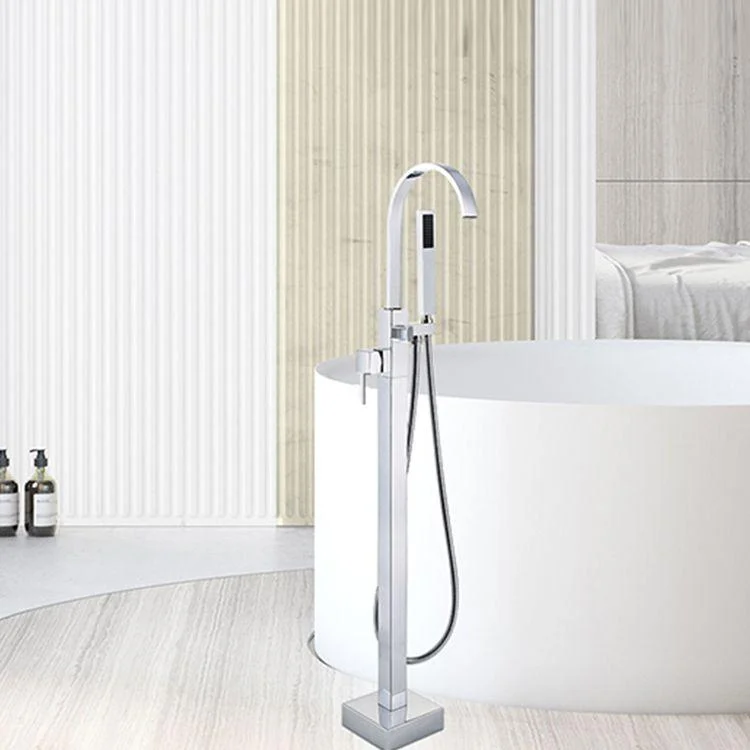 Modern Bathroom Tap Floor Standing Handheld Shower Head Bathtub Tap -Bathlova