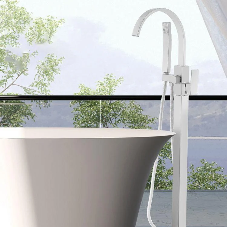 Modern Bathroom Tap Pure Color High Arc Freestanding Tub Tap -Bathlova