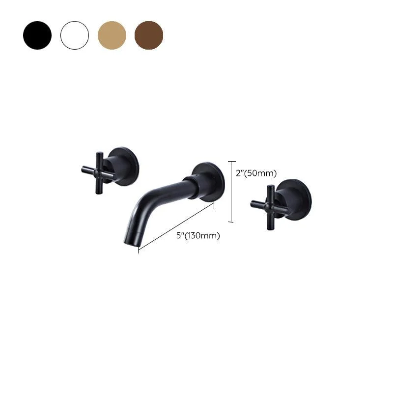 Modern Bathroom Tap Wall Mounted Cross Handles Low Arc Tap -Bathlova