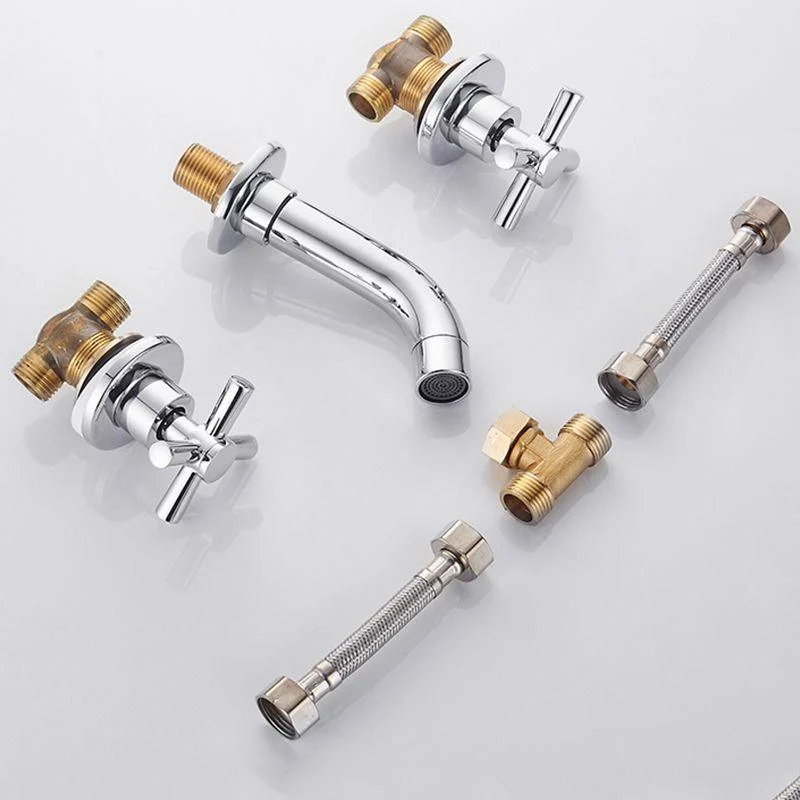 Modern Bathroom Tap Wall Mounted Cross Handles Low Arc Tap -Bathlova