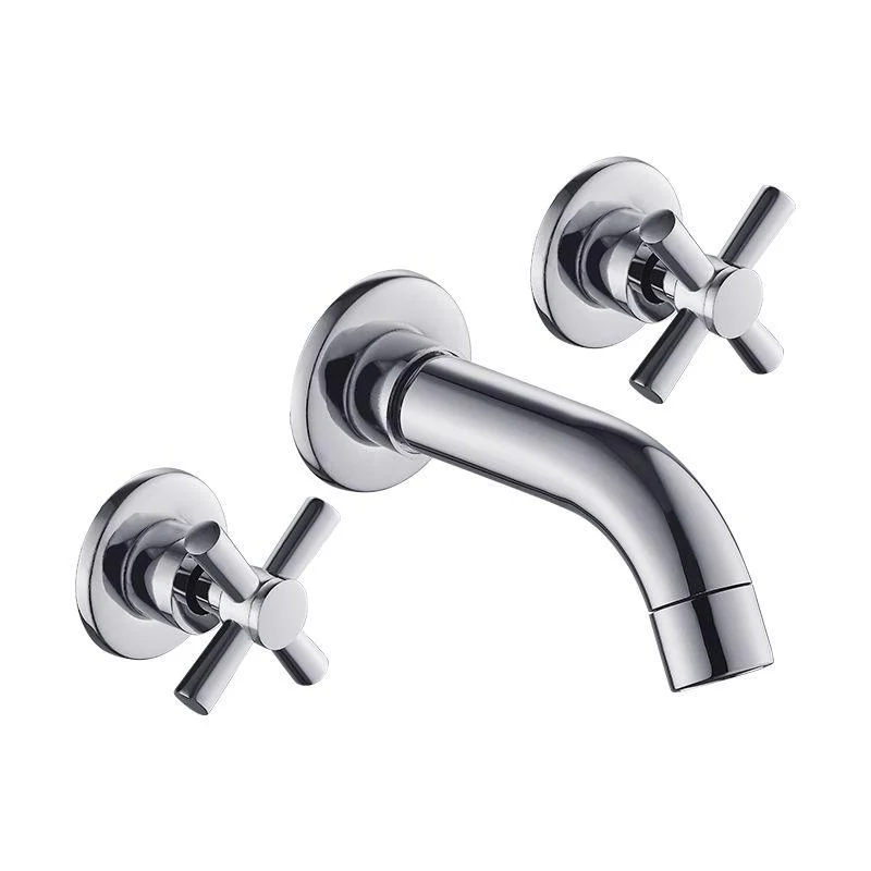 Modern Bathroom Tap Wall Mounted Cross Handles Low Arc Tap -Bathlova