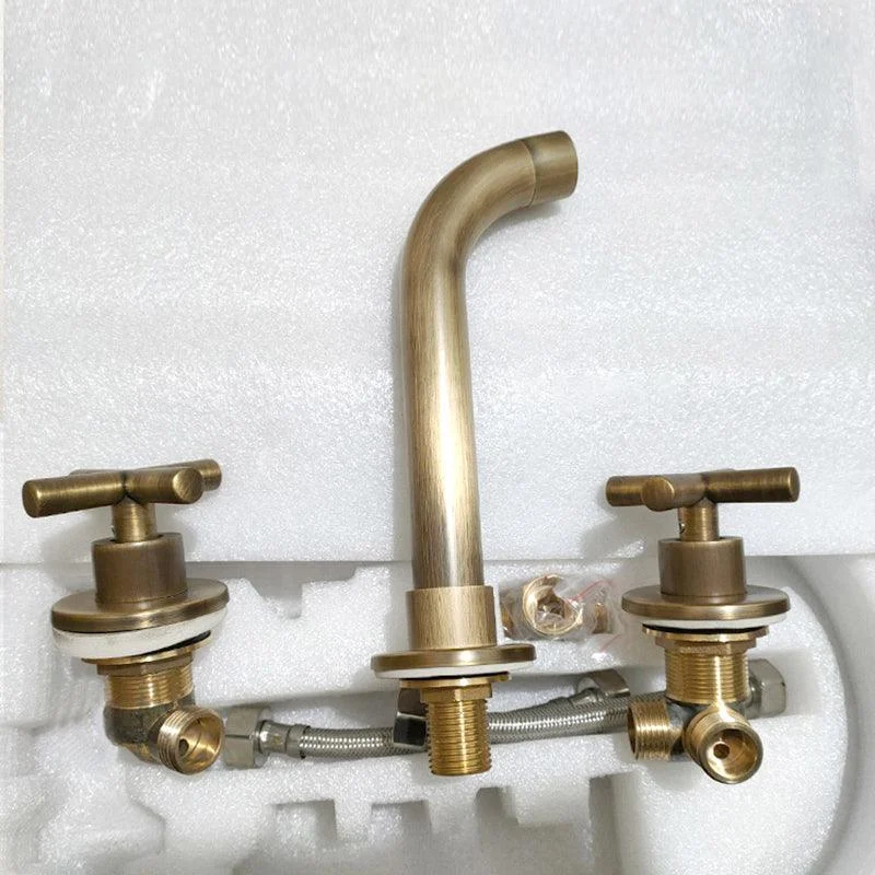 Modern Bathroom Tap Wall Mounted Cross Handles Low Arc Tap -Bathlova