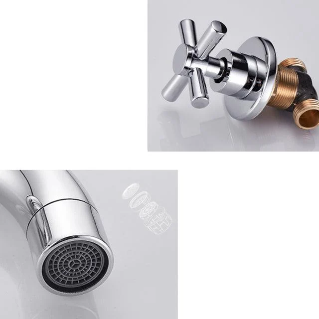 Modern Bathroom Tap Wall Mounted Cross Handles Low Arc Tap -Bathlova