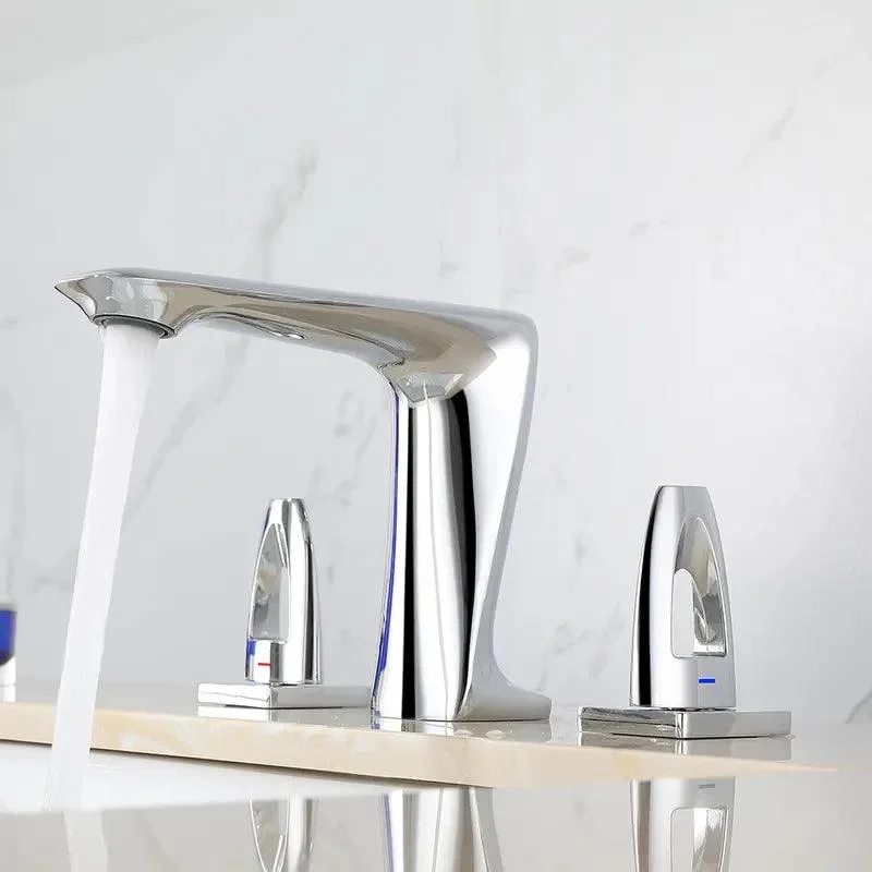 Modern Bathroom Tap Widespread -Double Handle in Polished Chrome -Bathlova