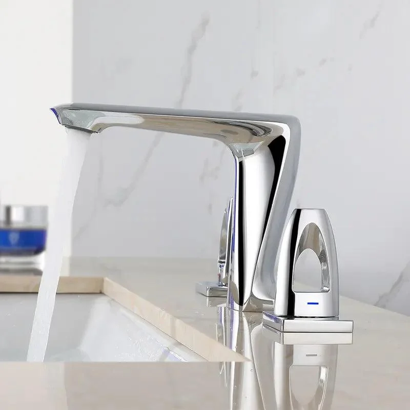 Modern Bathroom Tap Widespread -Double Handle in Polished Chrome -Bathlova