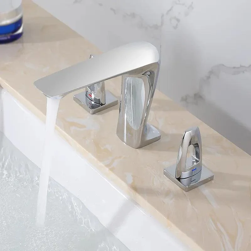 Modern Bathroom Tap Widespread -Double Handle in Polished Chrome -Bathlova