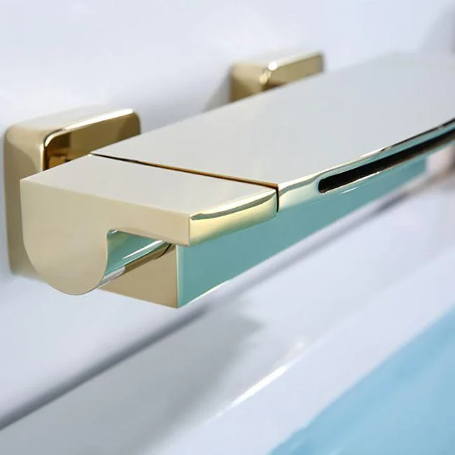 Modern Bathtub Tap Copper Lever Handles Waterfall Wall Mounted Tub Tap Trim -Bathlova