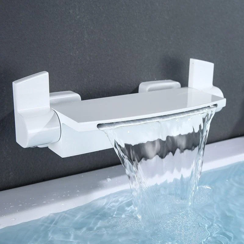 Modern Bathtub Tap Copper Lever Handles Waterfall Wall Mounted Tub Tap Trim -Bathlova