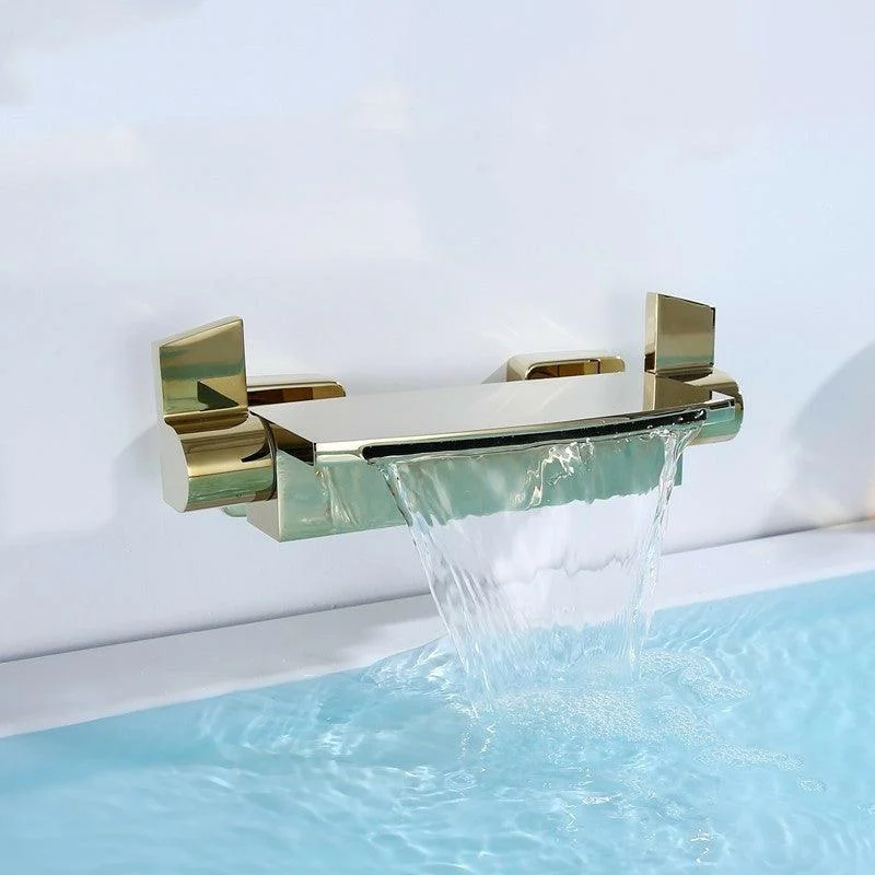 Modern Bathtub Tap Copper Lever Handles Waterfall Wall Mounted Tub Tap Trim -Bathlova