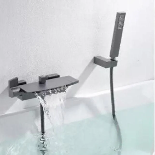 Modern Bathtub Tap Copper Lever Handles Waterfall Wall Mounted Tub Tap Trim -Bathlova