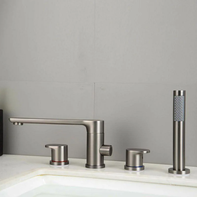 Modern Bathtub Tap Deck Mounted Roman Tub Tap Trim with Handshower -Bathlova